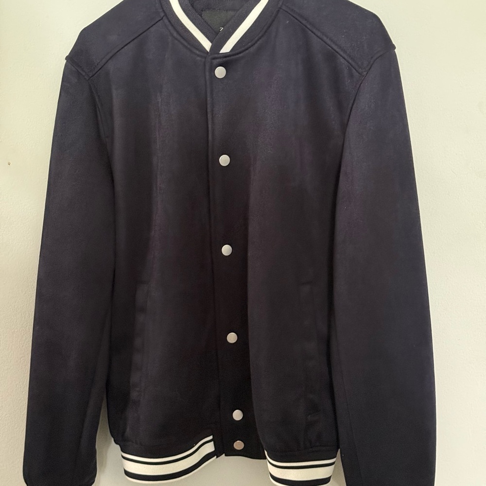 Zara Black faux suede Bomber Jacket